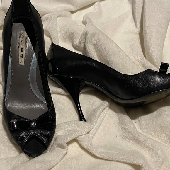 Via Spia black peep-toe pump - sz 7.5 - Picture 2 of 12